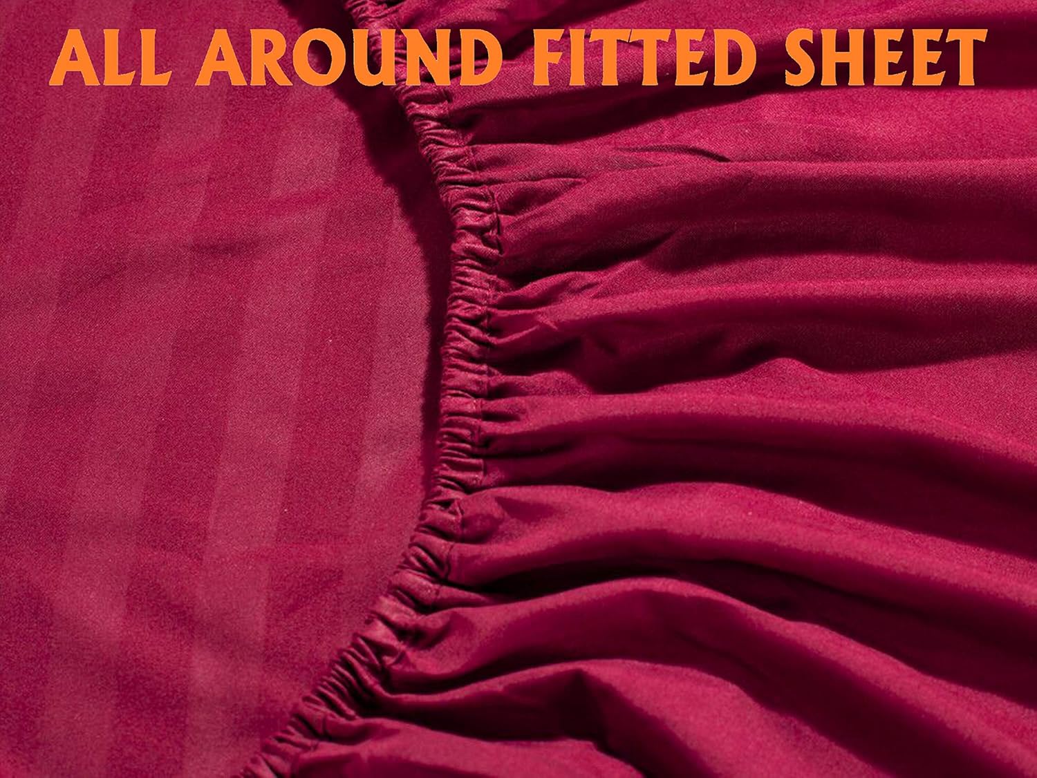 Elegant Comfort Best, Softest, Coziest 6-Piece Sheet Sets! - 1500 Premier Hotel Quality Luxurious Wrinkle Resistant 6-Piece Damask Stripe Bed Sheet Set, Queen Burgundy - Image 4