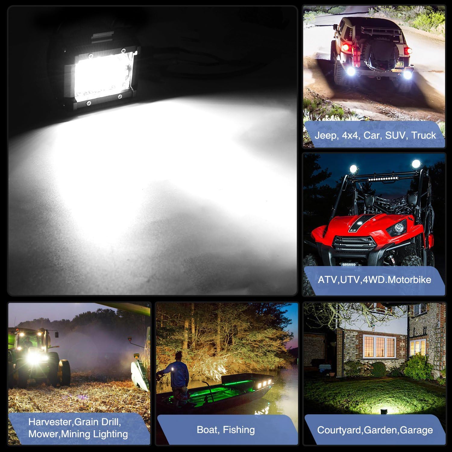 Nilight Led Light Pods 2PC 4Inch 60W Flood Spot Combo Triple Row Driving Lamp Roof Bumper Off Road LED Work Lights Pods for Van Camper Wagon Car Pickup Golf Cart ATV UTV SUV Truck Boat 4x4 - Image 4
