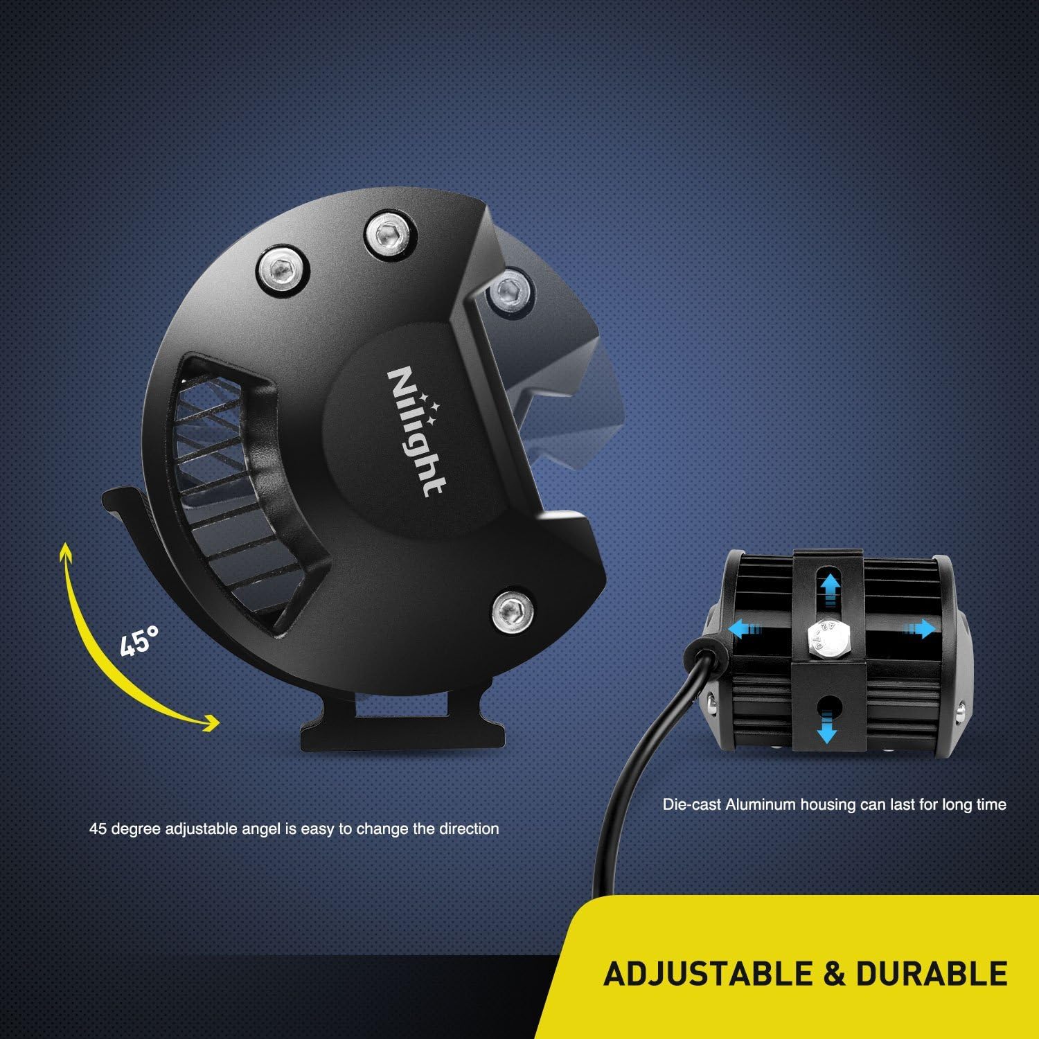 Nilight Led Light Pods 2PC 4Inch 60W Flood Spot Combo Triple Row Driving Lamp Roof Bumper Off Road LED Work Lights Pods for Van Camper Wagon Car Pickup Golf Cart ATV UTV SUV Truck Boat 4x4 - Image 7